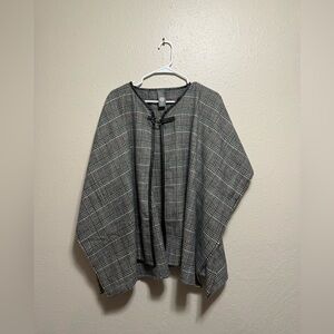 Vince Camuto Black and Gray Plaid Cape